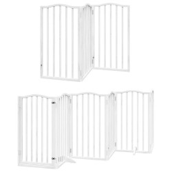 Barrière pour chien porte pliable 9panneaux blanc bois peuplier 570267570267