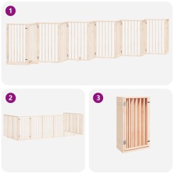 Barrière pour chien porte pliable 12 panneaux bois de peuplier 570268570268
