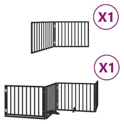 Barrière pour chien porte pliable 6 panneaux noir bois peuplier 570274570274