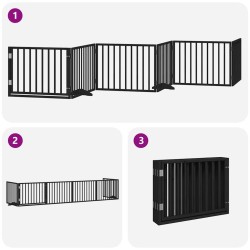 Barrière pour chien porte pliable 6 panneaux noir bois peuplier 570274570274