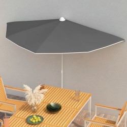 Demi-parasol de jardin avec mât 180x90 cm anthracite 570275570275