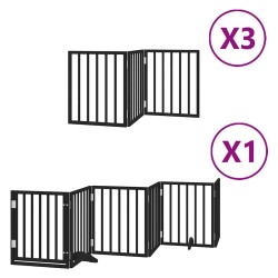Barrière pour chien porte pliable 15panneaux noir bois peuplier 570276570276