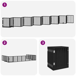 Barrière pour chien porte pliable 15panneaux noir bois peuplier 570276570276