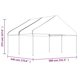 Belvédère avec toit blanc 4,46x5,88x3,75 m polyéthylène 570278570278