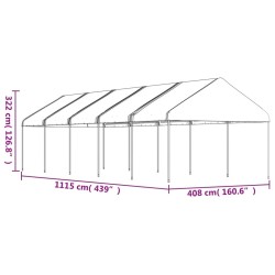 Belvédère avec toit blanc 11,15x4,08x3,22 m polyéthylène 570279570279