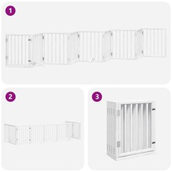 Barrière pour chien porte pliable 9panneaux blanc bois peuplier 570282570282
