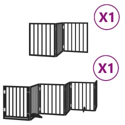 Barrière pour chien porte pliable 9 panneaux noir bois peuplier 570283570283