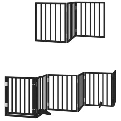 Barrière pour chien porte pliable 9 panneaux noir bois peuplier 570283570283