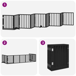 Barrière pour chien porte pliable 9 panneaux noir bois peuplier 570283570283