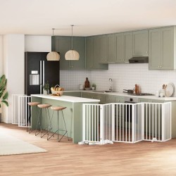 Barrière pour chien porte pliable 9panneaux blanc bois peuplier 570286570286