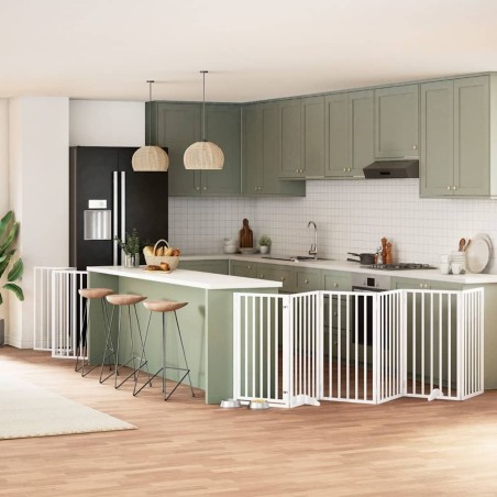 Barrière pour chien porte pliable 9panneaux blanc bois peuplier 570286570286