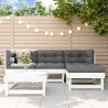 Salon de jardin 5 pcs avec coussins blanc bois massif 570292570292