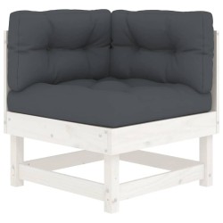 Salon de jardin 5 pcs avec coussins blanc bois massif 570292570292