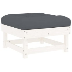 Salon de jardin 5 pcs avec coussins blanc bois massif 570292570292