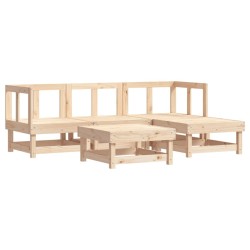 Salon de jardin 5 pcs avec coussins bois massif 570294570294