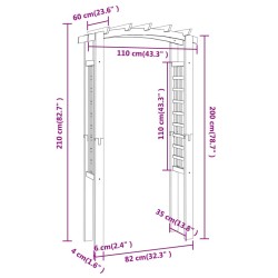 Arche en treillis 110x60x210 cm Bois de pin massif imprégné 570295570295