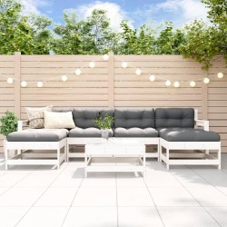 Salon de jardin 7 pcs avec coussins blanc bois massif 570298570298