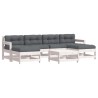 Salon de jardin 7 pcs avec coussins blanc bois massif 570298570298