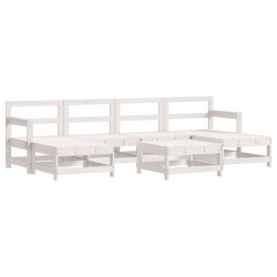 Salon de jardin 7 pcs avec coussins blanc bois massif 570298570298