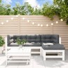 Salon de jardin 5 pcs avec coussins blanc bois massif 570299570299