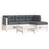 Salon de jardin 5 pcs avec coussins blanc bois massif 570299570299