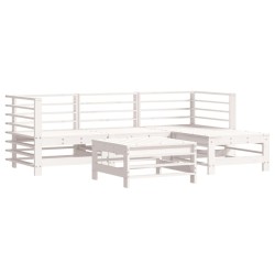 Salon de jardin 5 pcs avec coussins blanc bois massif 570299570299