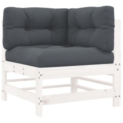 Salon de jardin 5 pcs avec coussins blanc bois massif 570299570299