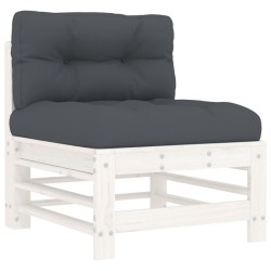 Salon de jardin 5 pcs avec coussins blanc bois massif 570299570299