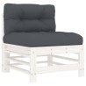 Salon de jardin 5 pcs avec coussins blanc bois massif 570299570299