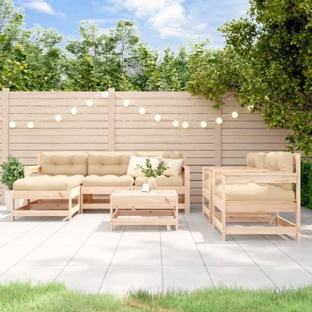 Salon de jardin 7 pcs avec coussins bois massif 570301570301