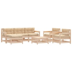 Salon de jardin 7 pcs avec coussins bois massif 570301570301