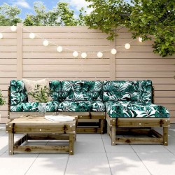 Salon de jardin 5 pcs avec coussins bois de pin imprégné 570302570302