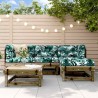 Salon de jardin 5 pcs avec coussins bois de pin imprégné 570302570302