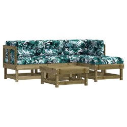 Salon de jardin 5 pcs avec coussins bois de pin imprégné 570302570302