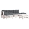 Salon de jardin 6 pcs avec coussins blanc bois massif 570306570306