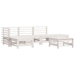 Salon de jardin 6 pcs avec coussins blanc bois massif 570306570306