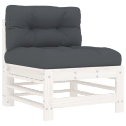 Salon de jardin 6 pcs avec coussins blanc bois massif 570306570306