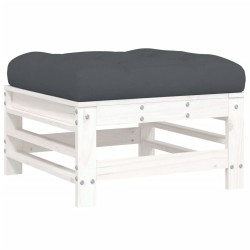 Salon de jardin 6 pcs avec coussins blanc bois massif 570306570306