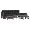 Salon de jardin 6 pcs avec coussins gris bois massif 570307570307