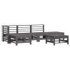 Salon de jardin 6 pcs avec coussins gris bois massif 570307570307
