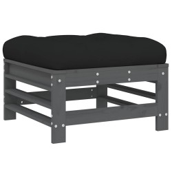 Salon de jardin 6 pcs avec coussins gris bois massif 570307570307