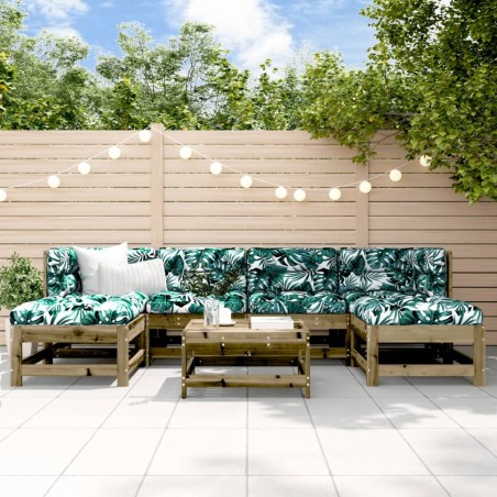 Salon de jardin 7 pcs avec coussins bois de pin imprégné 570309570309