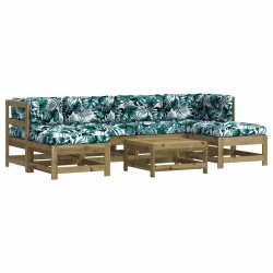 Salon de jardin 7 pcs avec coussins bois de pin imprégné 570309570309