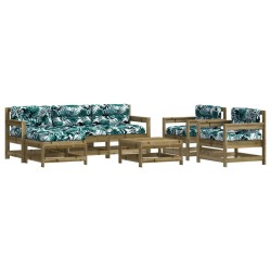 Salon de jardin 7 pcs avec coussins bois de pin imprégné 570311570311