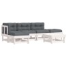 Salon de jardin 6 pcs avec coussins blanc bois massif 570312570312