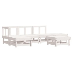 Salon de jardin 6 pcs avec coussins blanc bois massif 570312570312