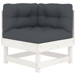 Salon de jardin 6 pcs avec coussins blanc bois massif 570312570312