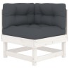 Salon de jardin 6 pcs avec coussins blanc bois massif 570312570312