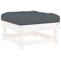 Salon de jardin 6 pcs avec coussins blanc bois massif 570312570312
