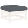 Salon de jardin 6 pcs avec coussins blanc bois massif 570312570312